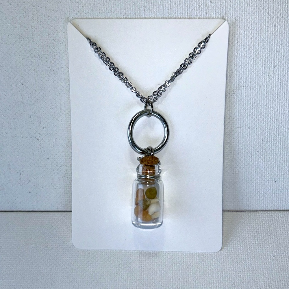 Artisan Handmade Genuine Seashells in a Bottle Stainless Steel Necklace Mermaid